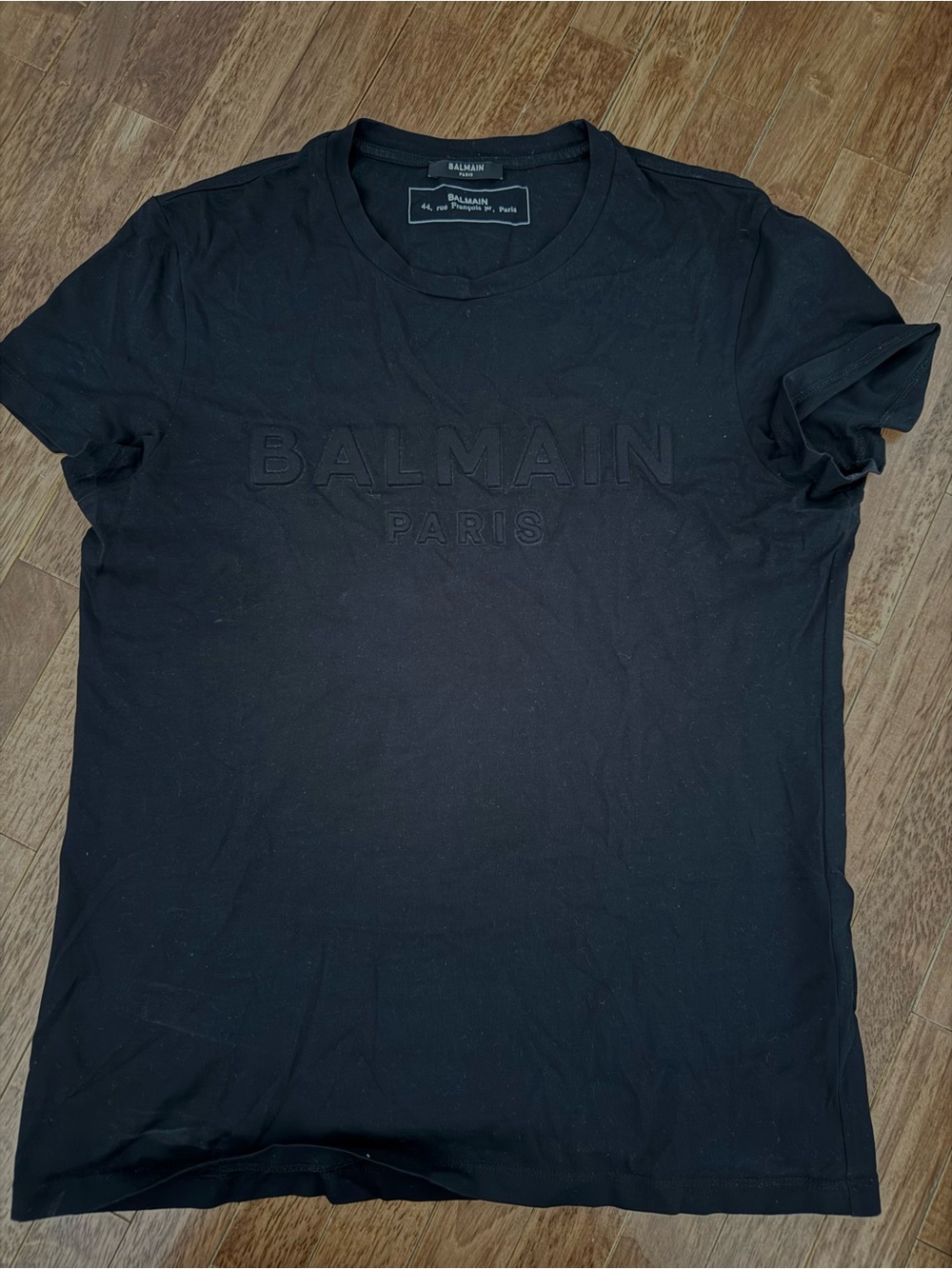 Balmain Black Embossed Logo Short Sleeve Tee
